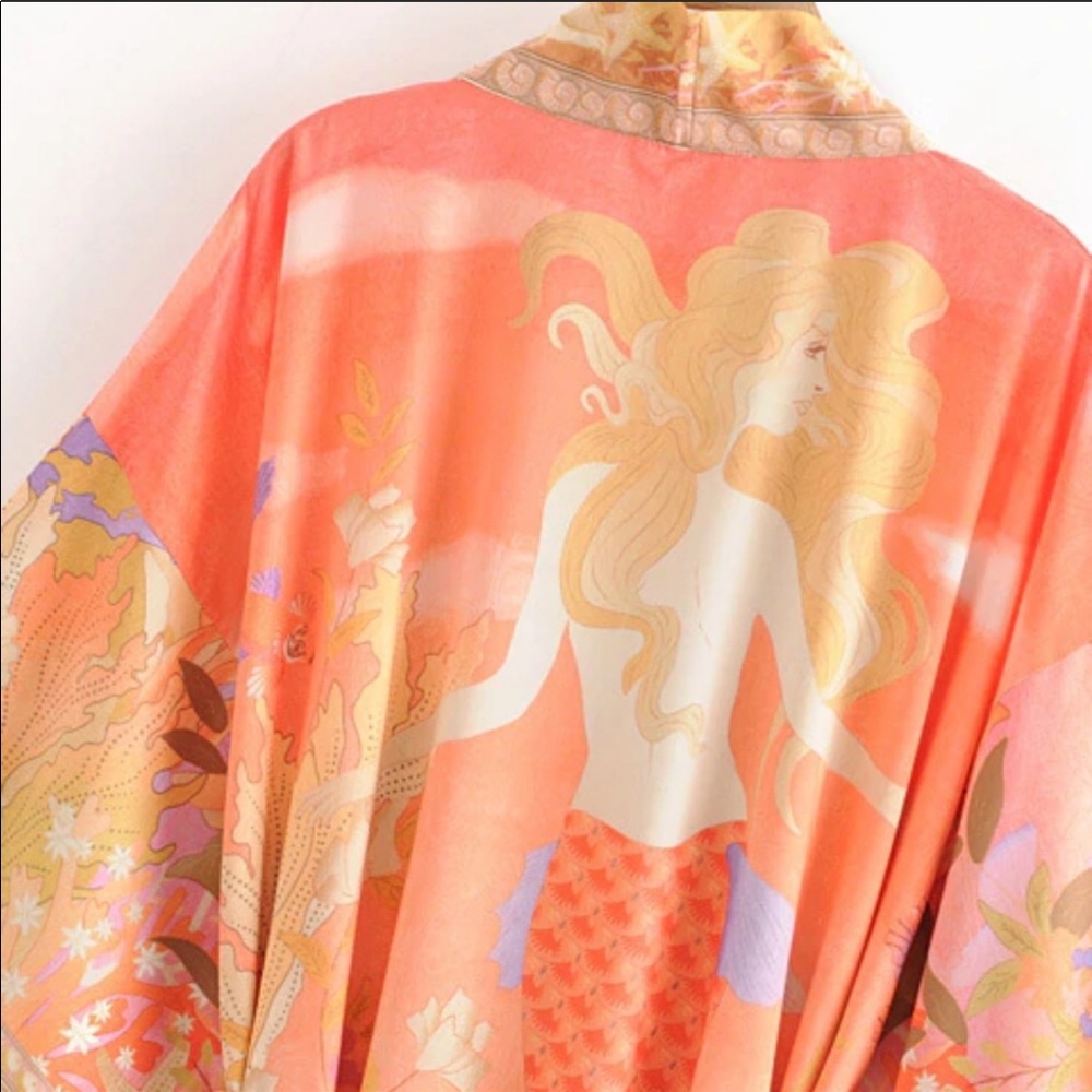 Boho Mermaid Kimono Duster, Under The Sea Maxi Beach Kimono - Picture 2 of 13